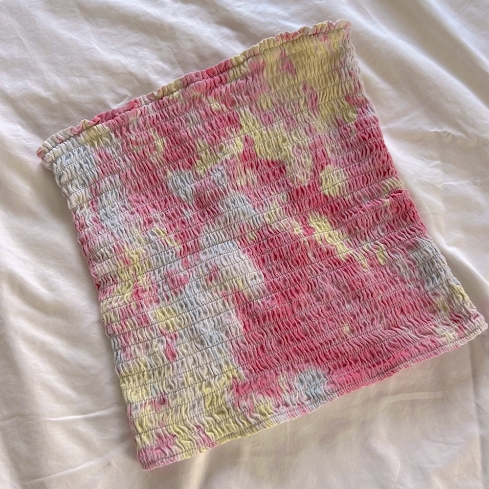 Ruched Tube Top Tie-Dye